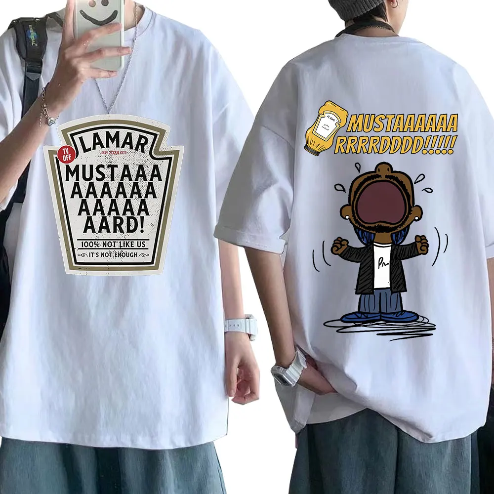 Camiseta con gráfico de rapero Kendrick Lamar Mustard, Camiseta informal de algodón de manga corta de Hip-hop a la moda para hombres y mujeres