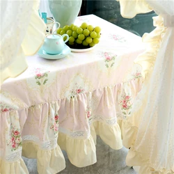 Pink French Tablecloth Retro Rose Printed Diningtable Tablecloth Room Decoration Home Elegant Pastoral Coffeetable Cover Cloth