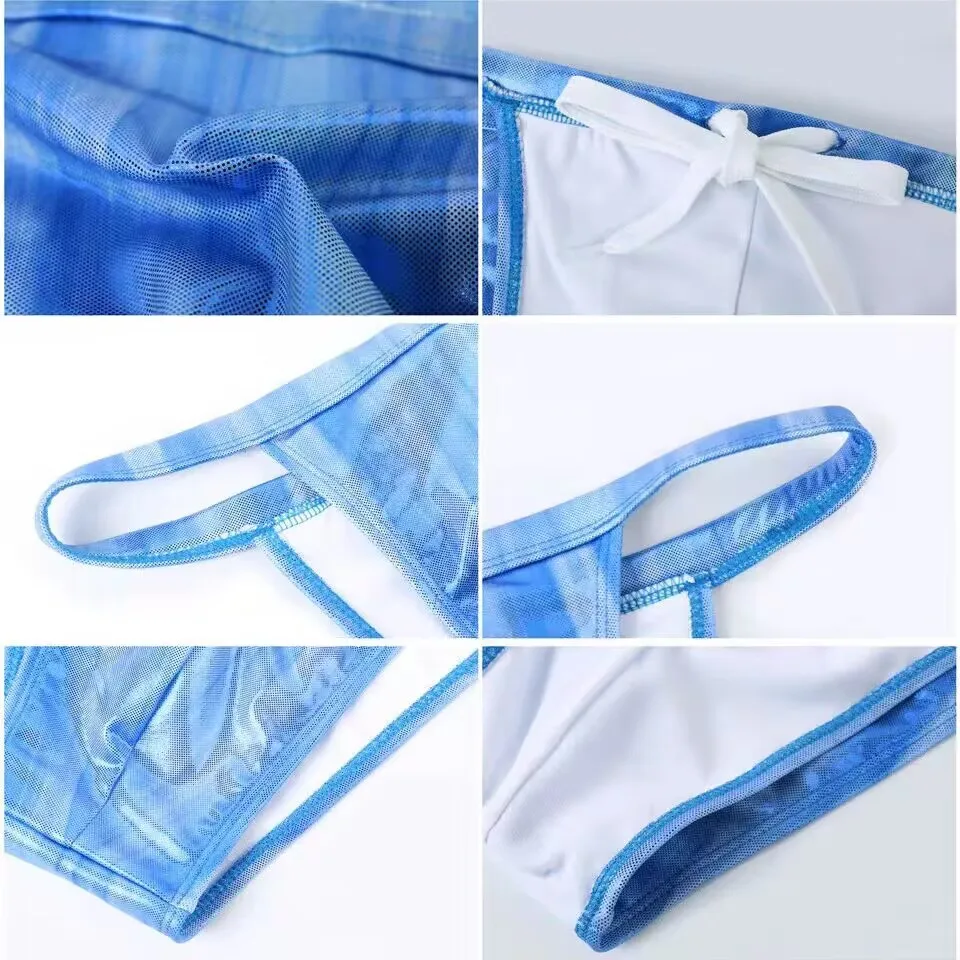 bodybuilding shorts fashionable men's T-shaped swimming trunks sexy gold colored men's triangular swimming trunks