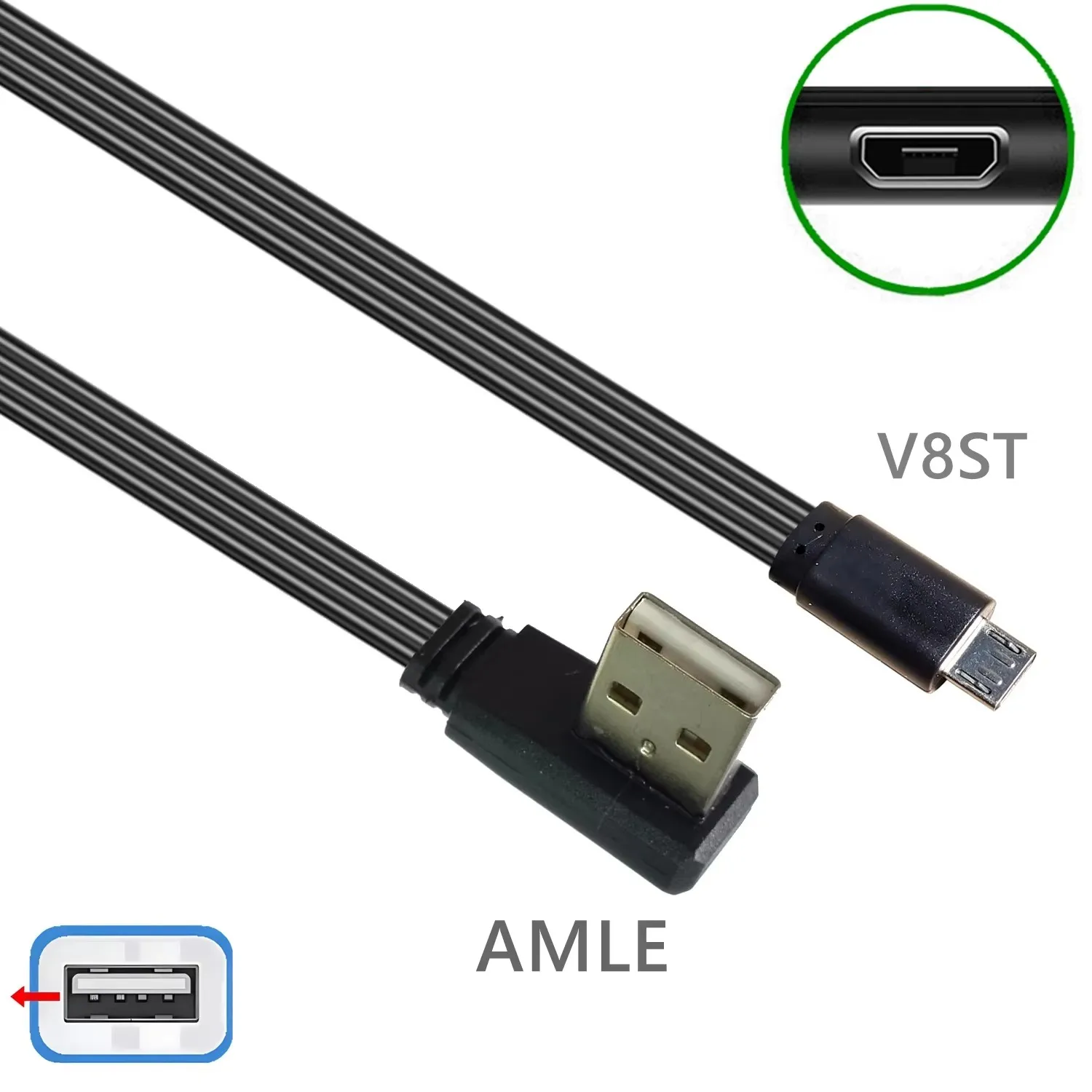

Double Angle 0.1 m 0.2 m Micro USB Cable USB Extension ONE Style Male to V8 UP/Down 90 degree Soft Charging DataCord 0.3 m 0.5 m