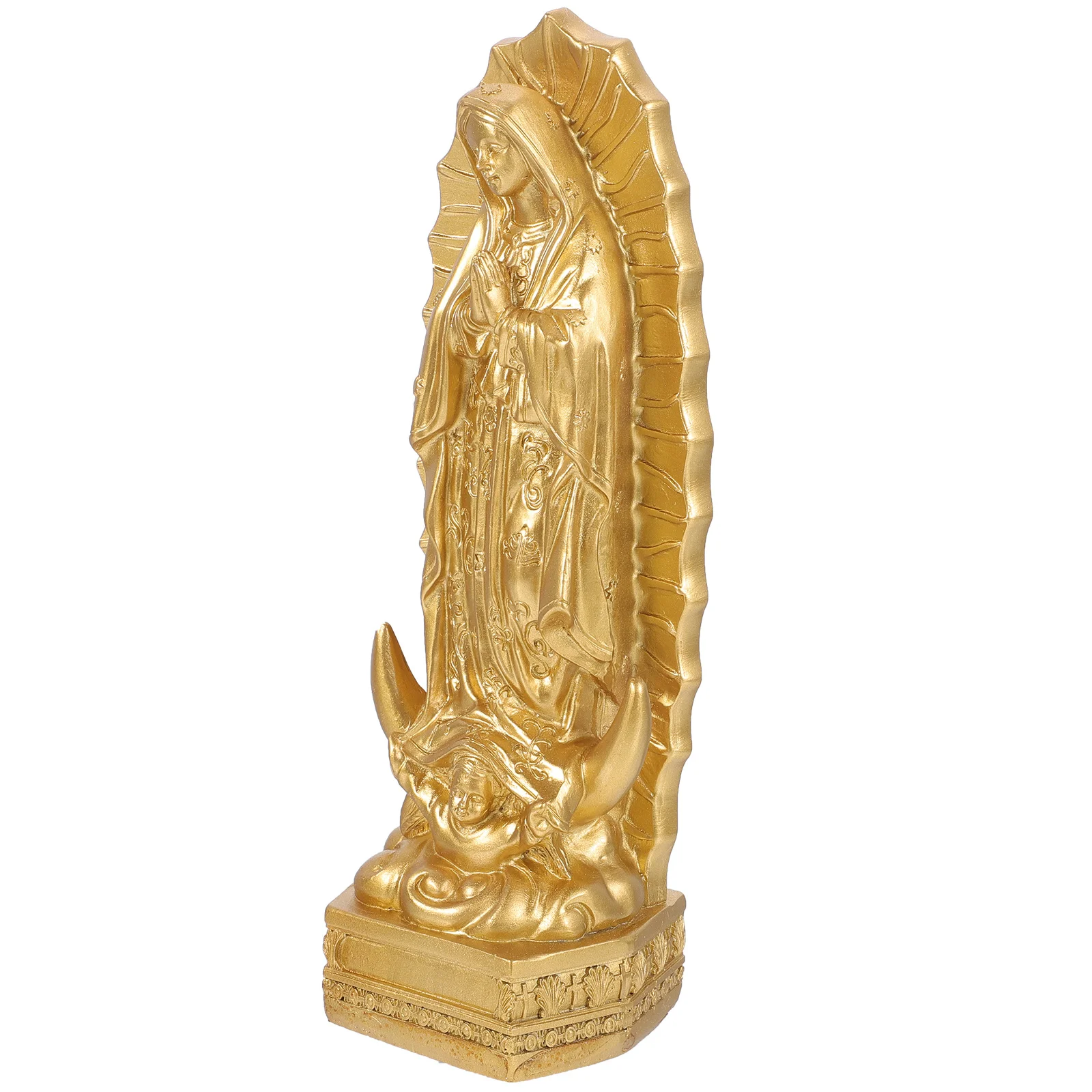 

Resin Mary Statue Religious Decor Desktop Ornament Compact Size Home Office Mantel Bookshelf Church Decoration