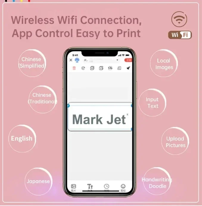 Mark Jet Mini Handheld Printer Portable Inkjet Printer Color Printer Smartphone IOS Android APP for Customized Text Picture