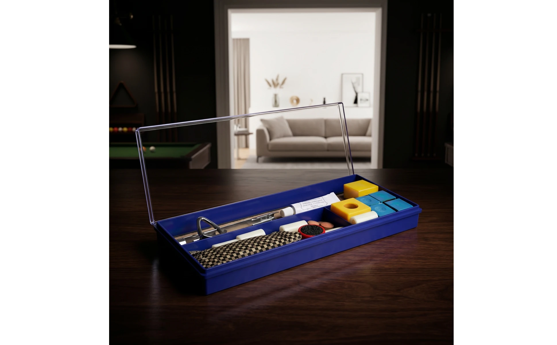 Cue Repair Kit with Case Transparent Billiard Chalk Cue Repair Kit Compact Portable for Pool Players, Game Rooms