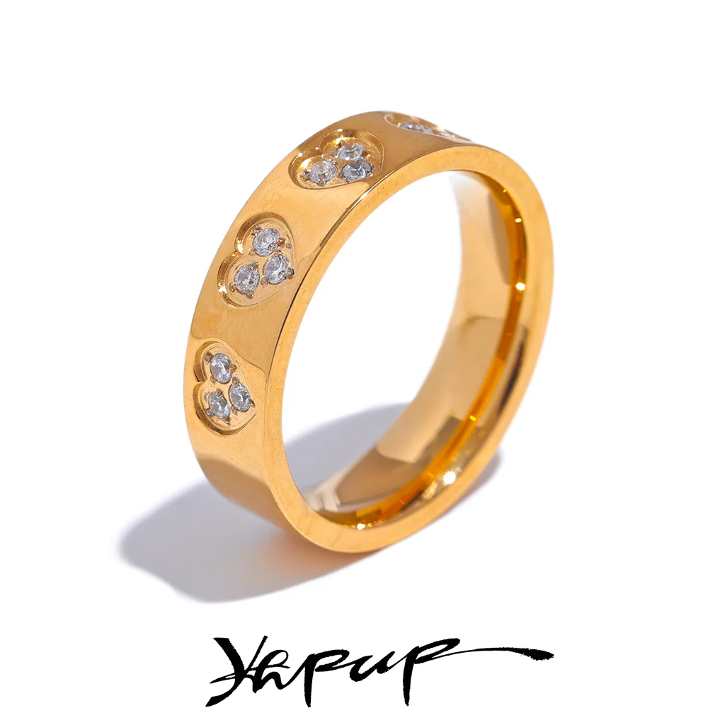 Yhpup-Bague Chic en Acier Inoxydable avec Cœur Cubique, Breloque de Doigt, Or, Argent, Cadeau Bijoux Bling, Mode Exquise, Contre-indiqué, Document
