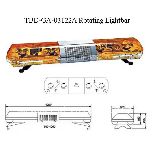 120cm,DC12V/24V,100W Car Rotate Warning Lightbar,Traffic safety Emergency light for police ambulance fire turck,waterproof