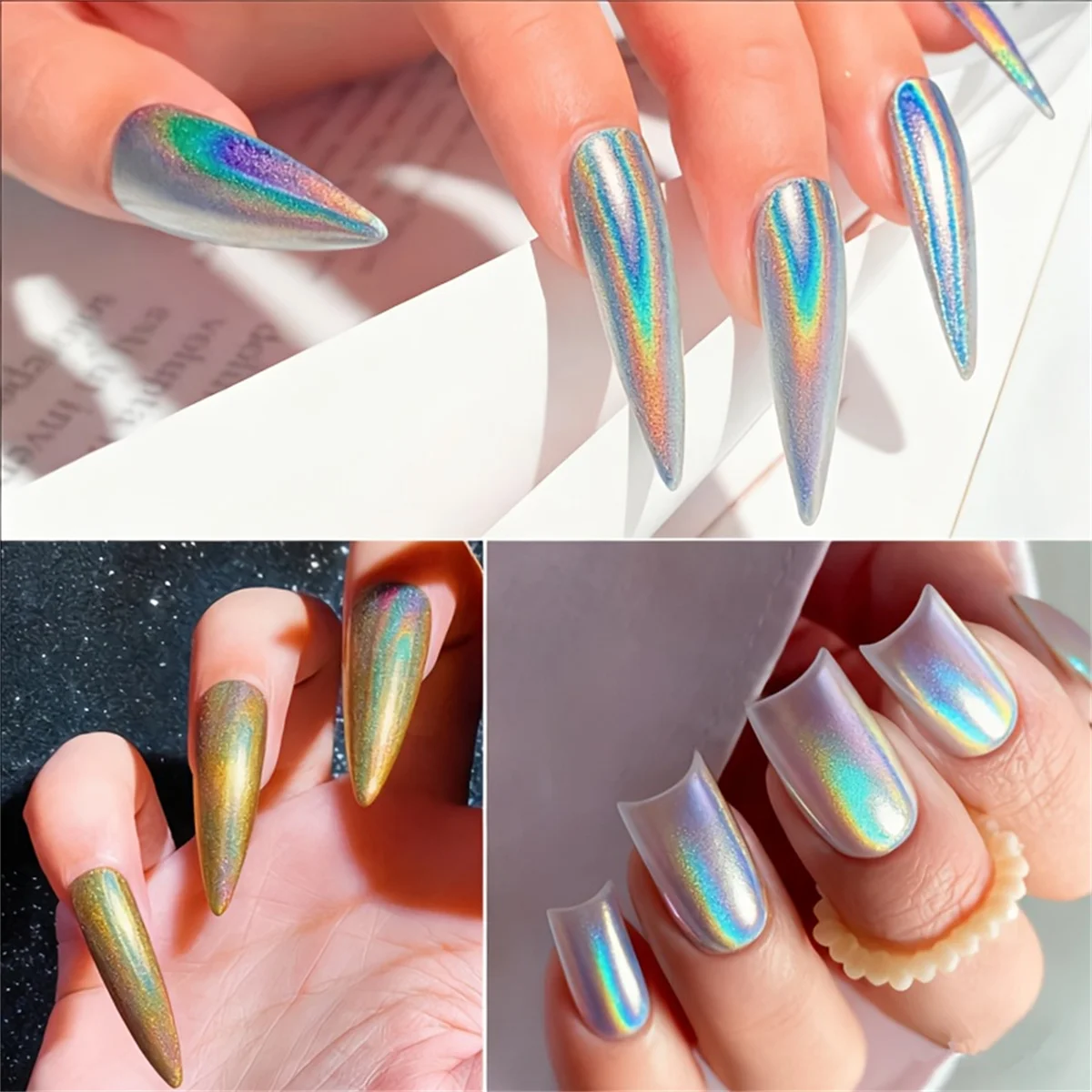 1pc Nail laser magic mirror powder high gloss holographic metal chromium powder nail polish decoration art decoration diy ins