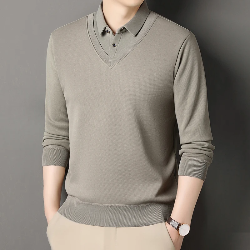 Men's POLO Sweater Winter Pullovers Casual Knit Jumpers Warm Slim Fit Top Clothes Autumn Spring Fashion Bottom Shirt