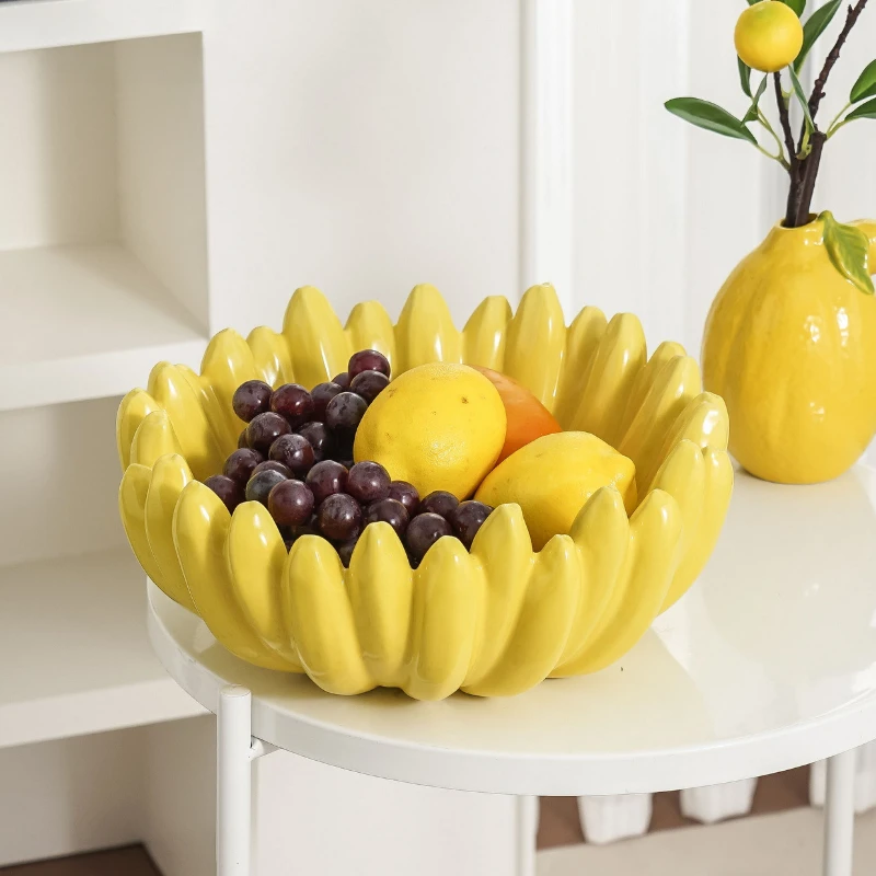 No Anxiety Fruit Plate Simple Ceramic Small Fruit Tray Household Creative Snack Plate Restaurant Hotel Tableware Storage Tray