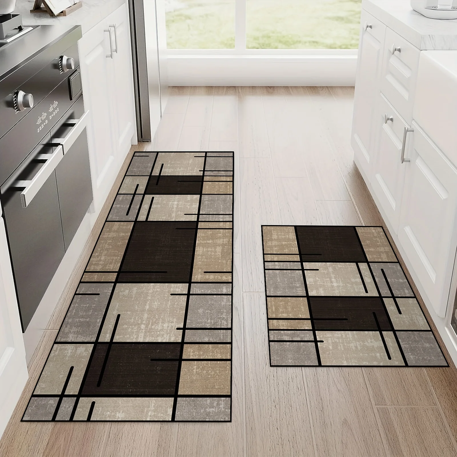 1pc Golden Diamond Fleece Non-Slip Water Absorbent Mat, Made of 100% Polyester, Machine Washable, for Living Room, Bedroom, Ki