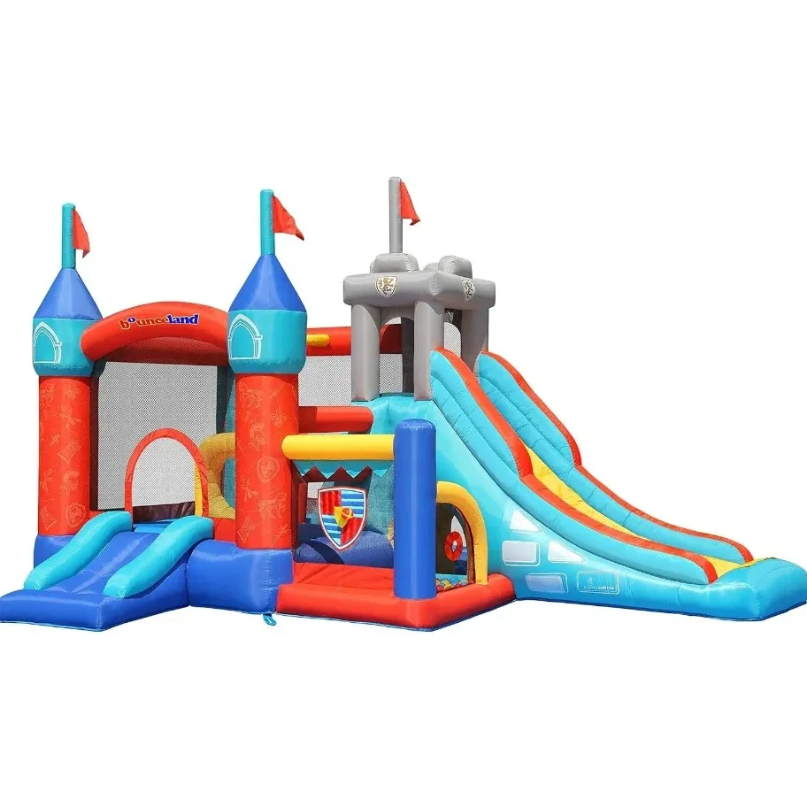 Bounceland Medieval Bounce Castle Bounce House with Slide & Ball Pit, Basketball Hoop and Ball Toss Game Included, Long Fun Slid