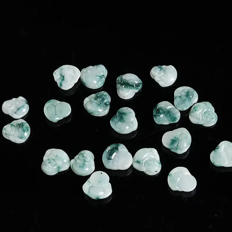 10PCS Jadite Mile FO small amulets Natural Jadestone Smile Buddha Charms TBP478