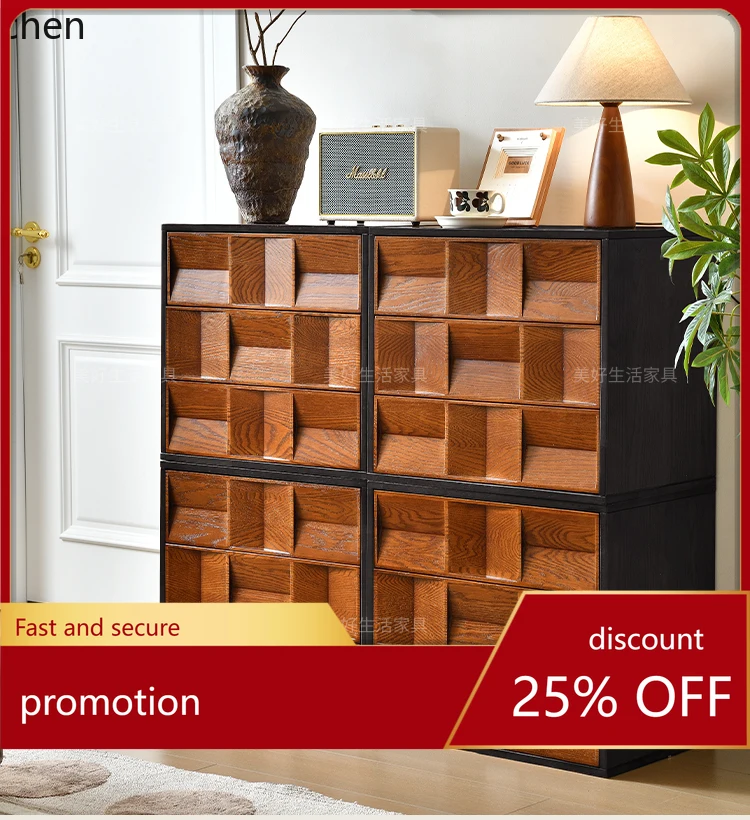 

ZML Solid Wood Chest of Drawers Free Combination Modular Living Room Storage Organizer Drawer Cabinet
