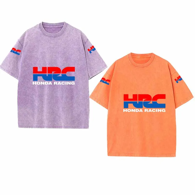 2026 Honda Washed Vintage T-Shirts Street Hip Hop Retro Punk T Shirt  Harajuku Casual Cotton Short Sleeve Acid Wash TShirts tops