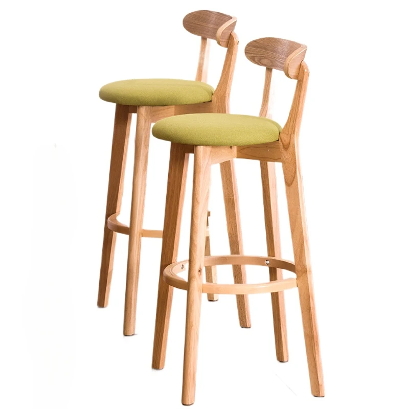 

* Барный стул из цельного дерева с высокой спинкой, современный минималистичный стул из искусственной кожи, удобная копия дизайнерской мебели