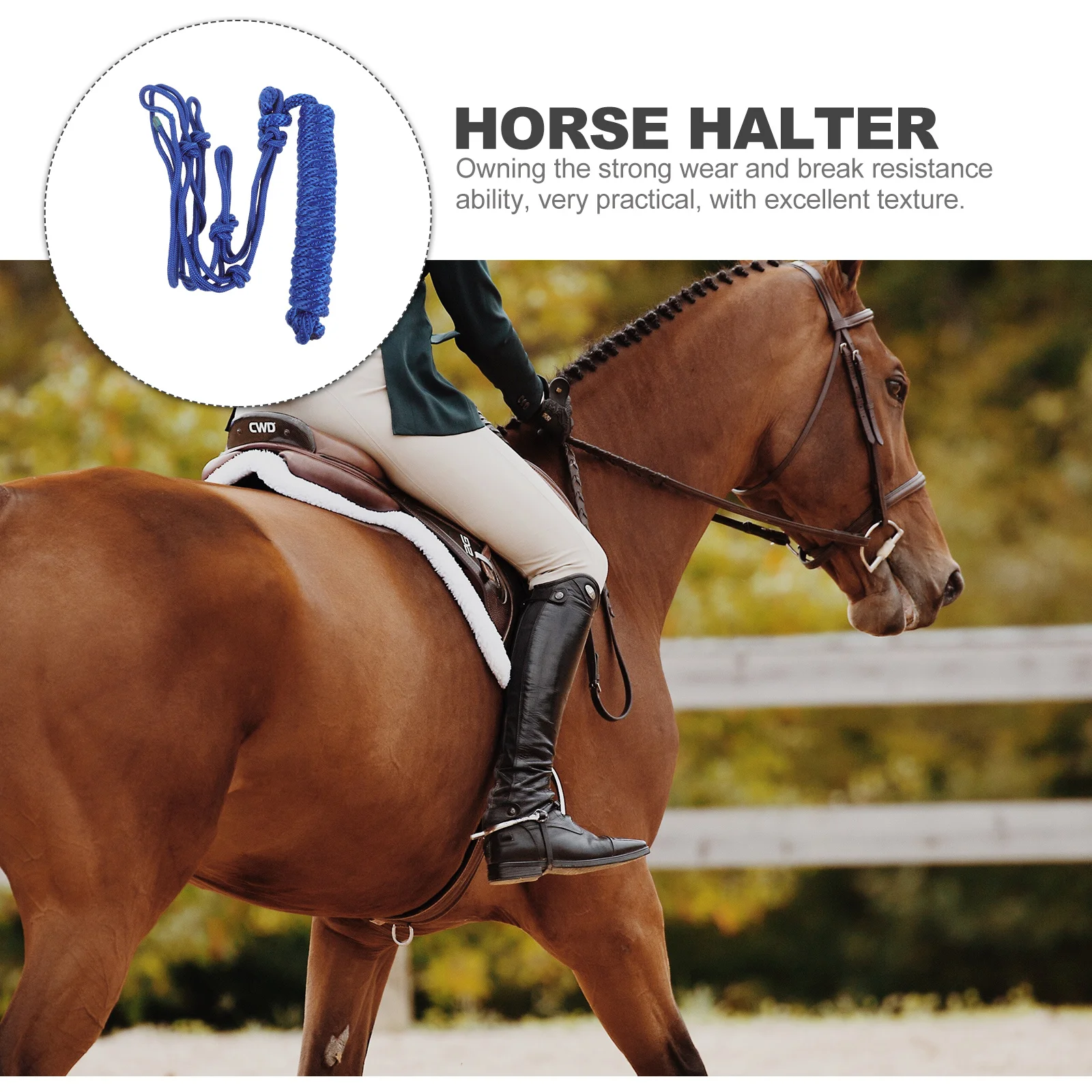 حبل مضفر على شكل حصان، عقدة تدريب قاسية، معدات ركوب الخيل المريحة في الهواء الطلق، ياقة واقية متينة #6