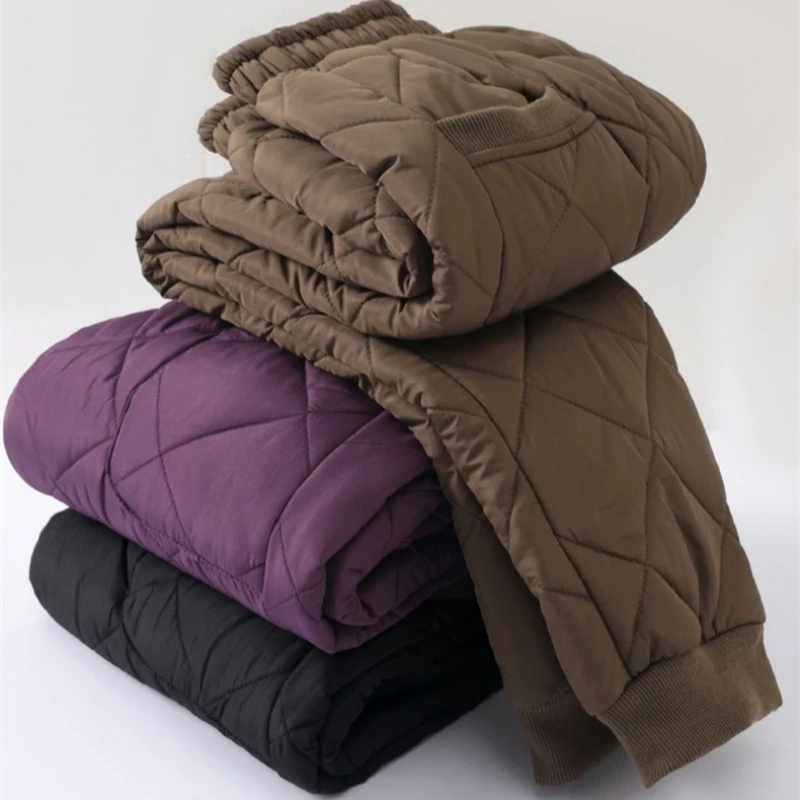 2026 Winter Cotton-padded Pants Women's Warm Bundle Foot Harem Pants Elastic-waist Thicken Quilted Loose Mother Casual Trousers