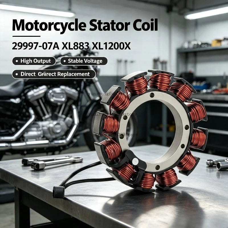29997-07A Motorcycle Stator Coil High Output Stable Voltage Replacement Accessory Fits XL883 XL1200X