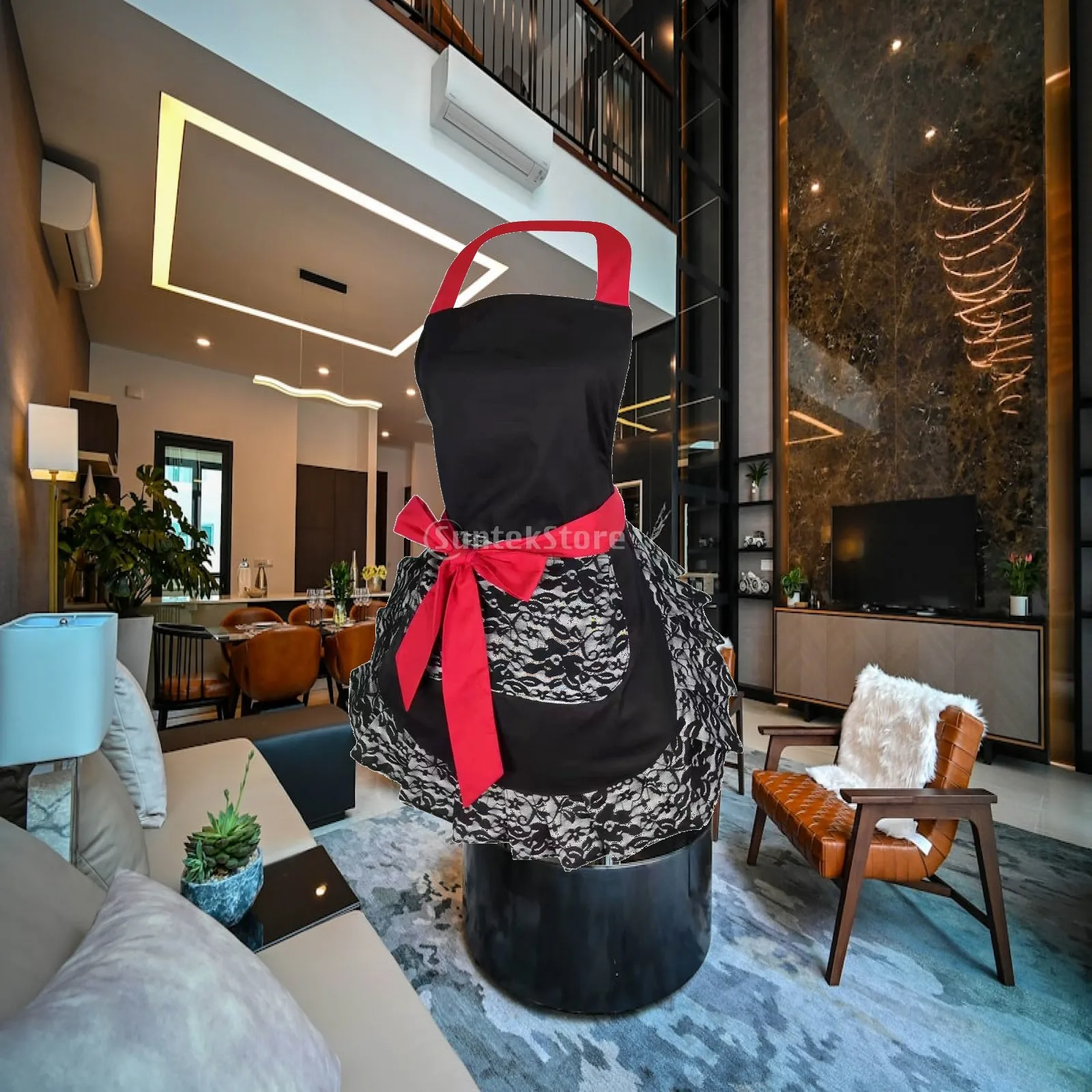 Home Cooking Cafe - 現代的な女性用調理エプロン、無地の綿製ファッションビブ、家庭、カフェ、またはホスピタリティ業務用