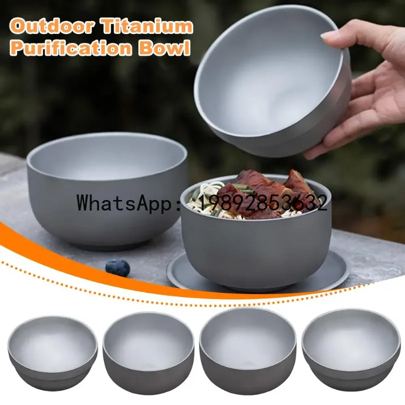 

Titanium Purification Portable Bowl Multi Functional Soup Bowl Outdoor Camping Mug Outdoor Camping Double Layer Anti Scald Bowl