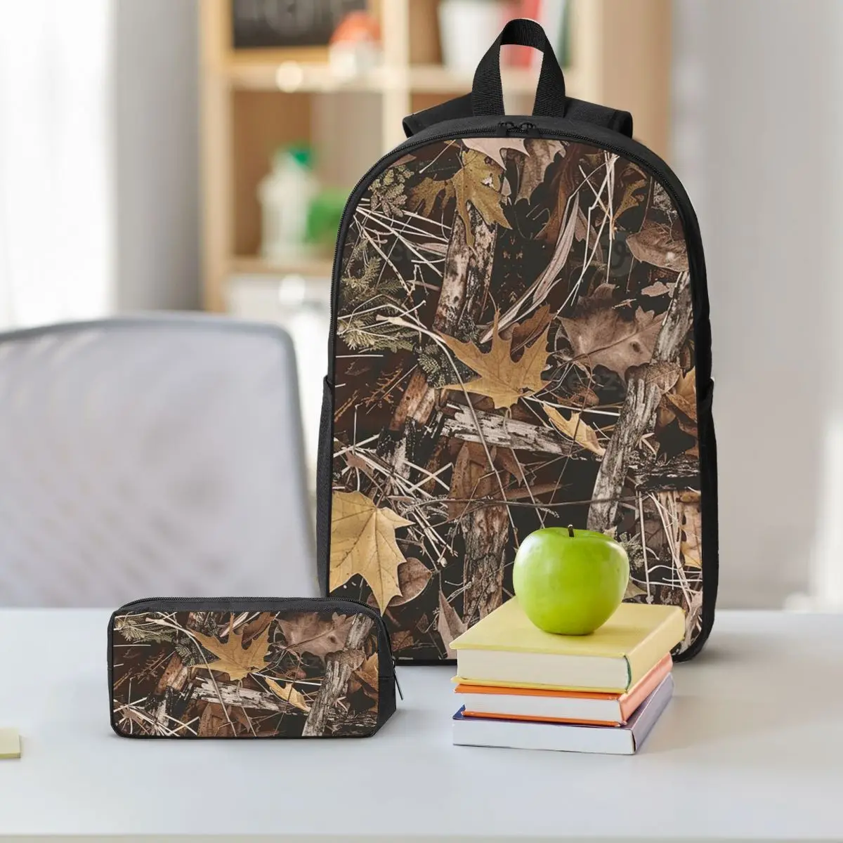 Real Tree Camouflage Backpack Student BookBag School Bag Shoulder Bags 3ps Insulated Lunch Bag Pencil Case
