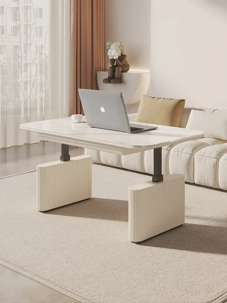 Multifunctional Electric Lifting Coffee Table Dual-Purpose Two-in-One Smart Stone Plate Coffee Table