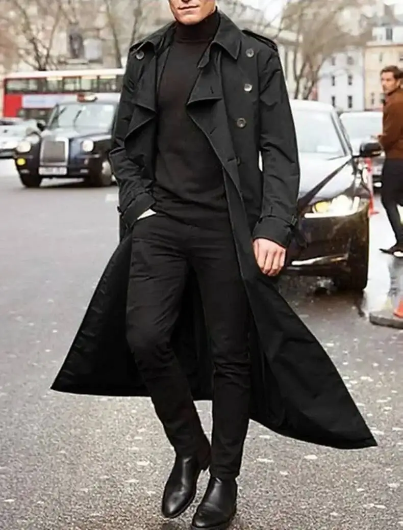 

Men's Coat Clothing Long Sleeve Loose Autumn Winter Solid Color Button Fashion Coats Trench