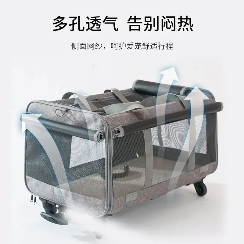 Durable and of high quality Cat bag out trolley case large capacity two cats portable suitcase oversized dog backpack pet cart