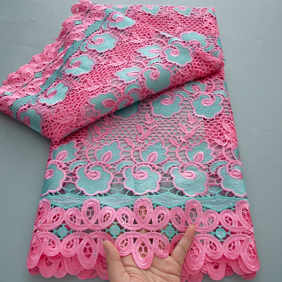 Высококачественная гипюровая кружевная ткань, нигерийская водорастворимая кружевная ткань, тюль для свадебного платья, высокое качество, 5 ярдов, 2025 г.