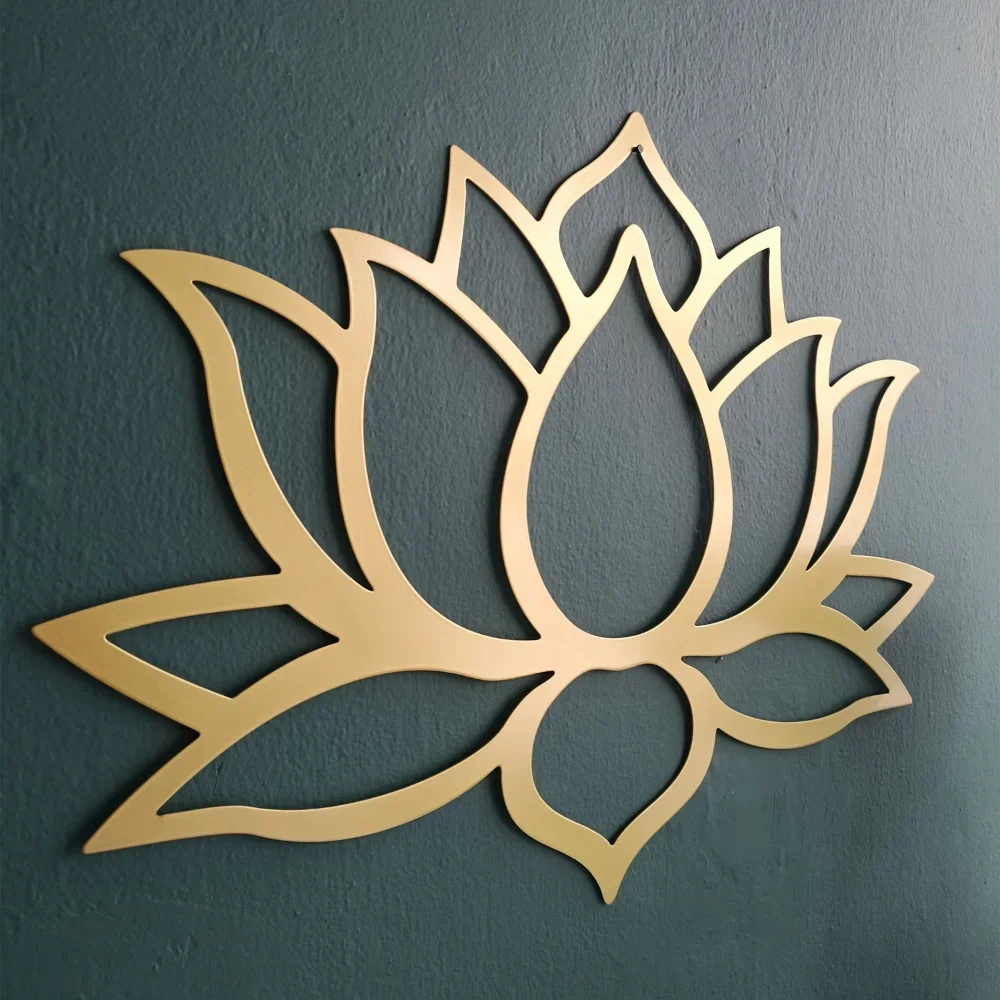 1 PC Lotus Metal Wall Art, Lotus Flower Decor, Large Wall Decor, Gold Wall Art, Bridal Shower Gift, Modern Living Room Decor