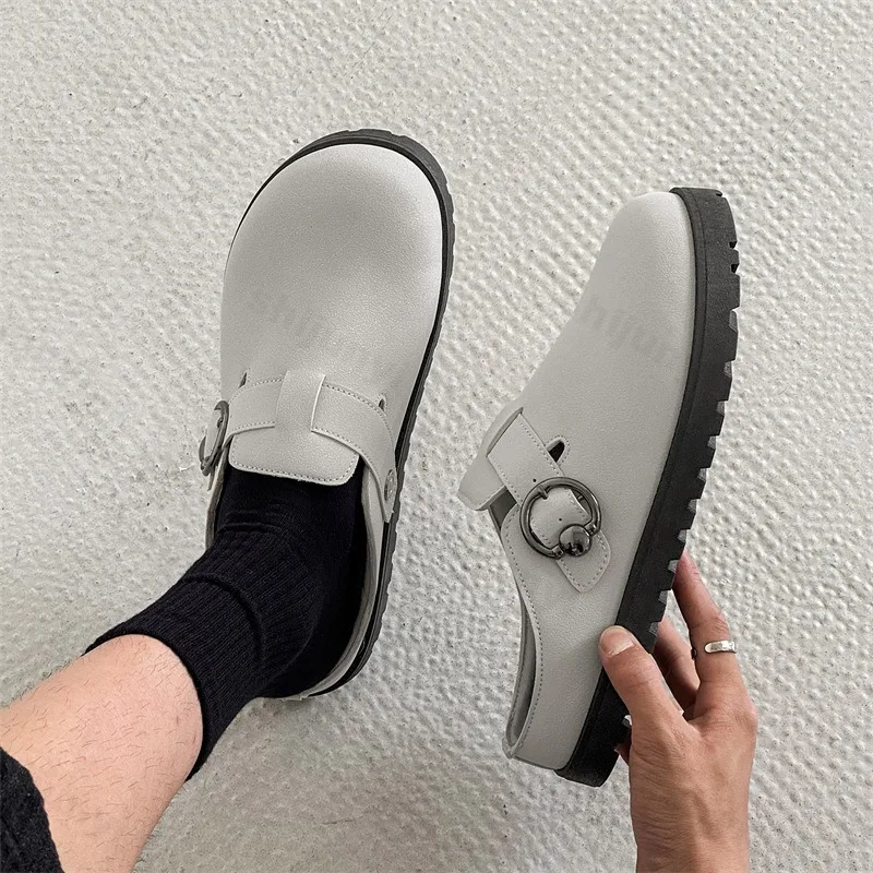 

Осень 2023, новый стиль, мужские повседневные полутапочки с нишевым дизайном, модные трендовые удобные универсальные нескользящие массивные драконы в стиле ретро