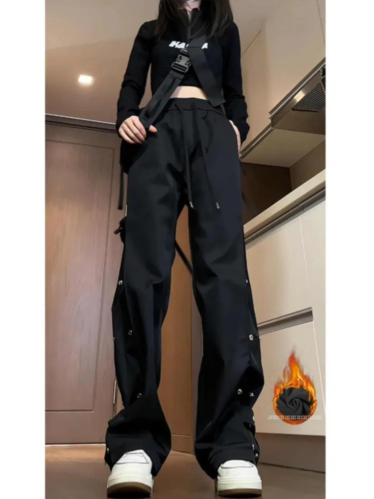 

American Vibe Thiened Fce Lined Work Trousers for Men Autumn Winter Outdoor Windproof Waterproof Cargo Pants Straight Le...