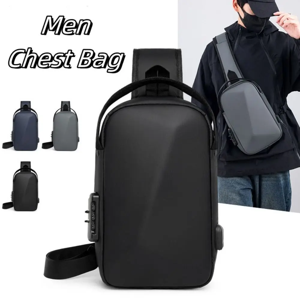 Oxford stoffen herenborsttas Anti-diefstal USB-oplaadpoort Wachtwoord Sling Bag Anti-diefstal Verstelbare riem Schoudertas Crossbody