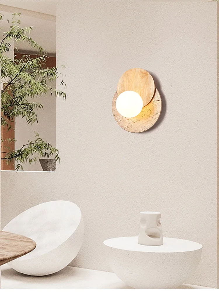 Creatieve ontwerper's wabi-sabi stijl vintage slaapkamer nachtkastje gang wandlamp, trap woonkamer achtergrond muur decoratief - afbeelding 2