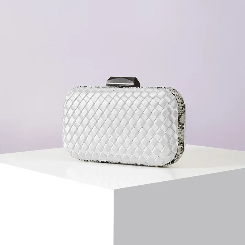 Luxury Woven Clutches High End Ladies Formal Party Evening Bags Sac A Main Femme Snake Skin Purses and Handbags Female Gift