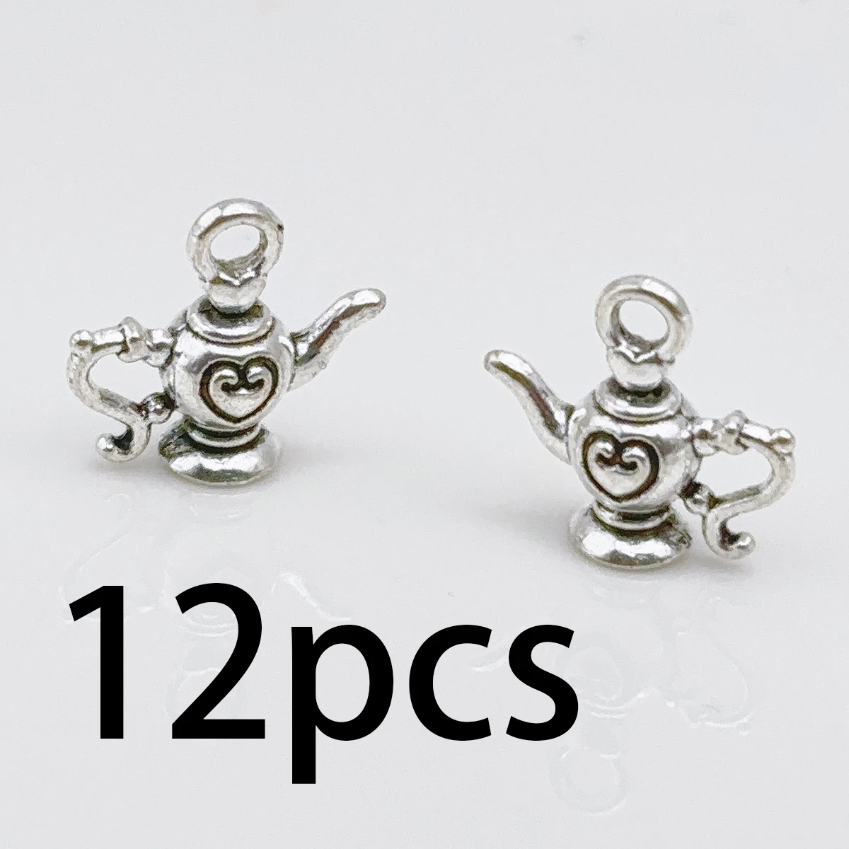 12 Heart-Shaped Teapot Handmade Accessories, Three-Dimensional Embossed Vintage Tea Ware Design, Suitable for DIY Bracelets, Necklaces, Earrings, and Handmade Beaded Decoration Accessories