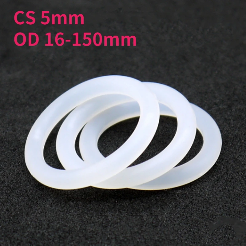 Food Grade Silicone O-Ring White VMQ O Ring Waterproof And Insulated Gasket CS 5mm OD 16-150mm