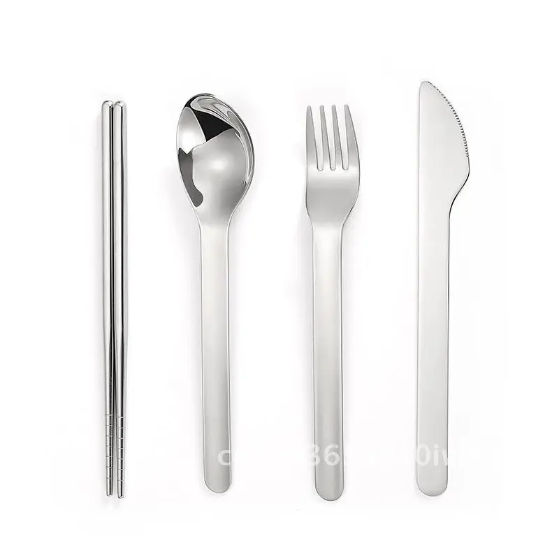 

304 Stainless Steel Knife Spoon Fork Three-piece Set Chopsticks Outdoor Creative Silicone Set Portable Tableware Gift Box suit