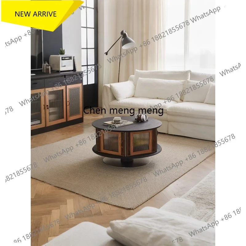 

N178 Французский ретро круглый журнальный столик из массива дерева Молан, средний и древний стиль, журнальный столик для гостиной, низкий столик по индивидуальному заказу