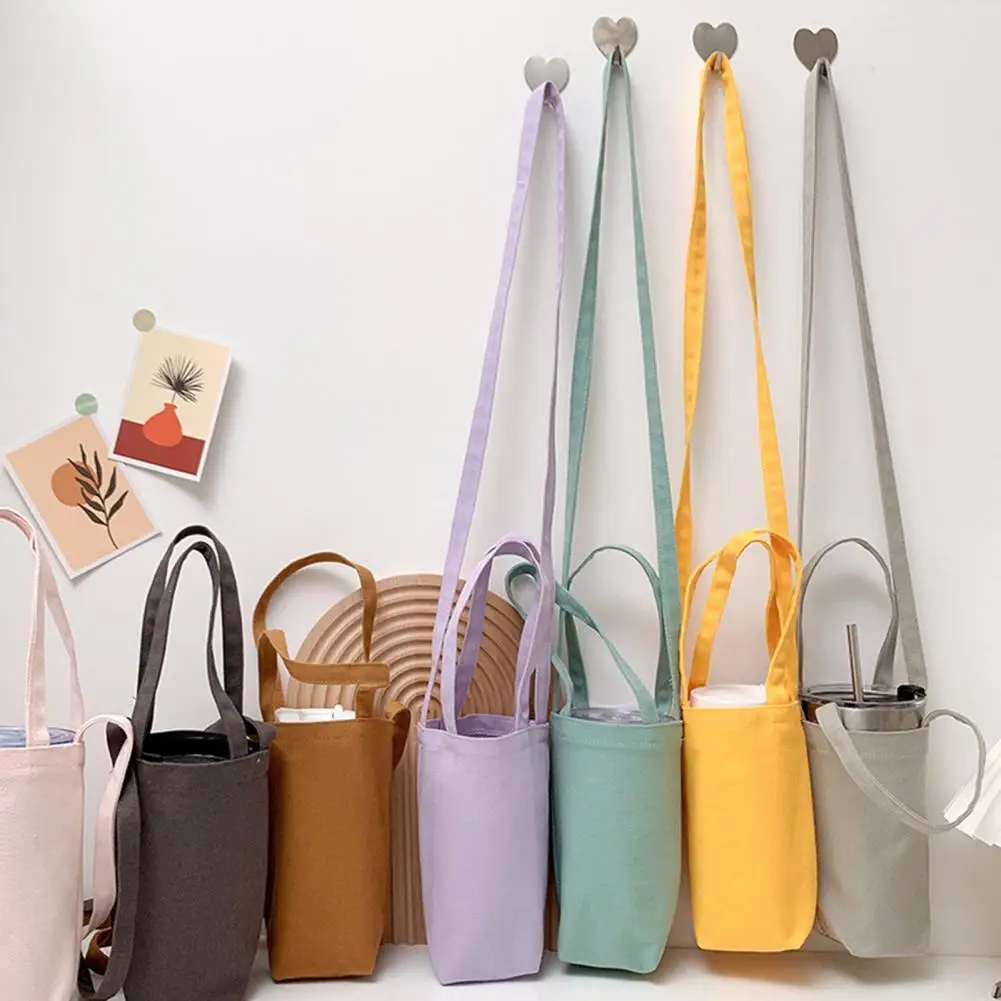 

Water Bottle Bag Convenient Hands Free Water Bottle Pouch Canvas Shoulder Strap Water Bottle Holder Travel Supplies