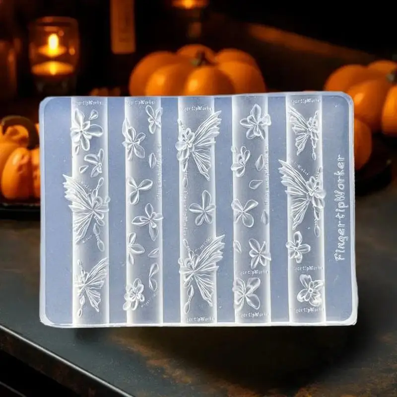 HOT! Baroque Heart French Necklace Butterfly Flower 3D Acrylic Nail Mold DIY Nail Art Decoration Transparent Manicure Template