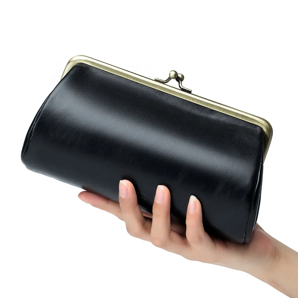 URBAN MASTER Elegant Clutch Vinho Bags for Women Genuine Cow Leather Ladies Vintage Purses and Handbags Casual Party Clip