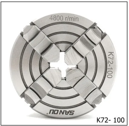 1 Set K72- 100 4 Jaw Lathe Chuck 100mm Independent With 1pc Chuck Key and 3pcs Bolts