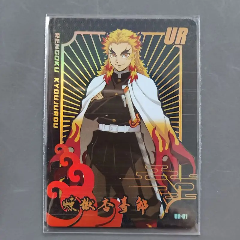 Anime Demon Slayer Kokushibo Akaza Rengoku Kyoujurou Kanroji Mitsuri Iguro Obanai Tarjeta de colección, regalo de cumpleaños de Navidad