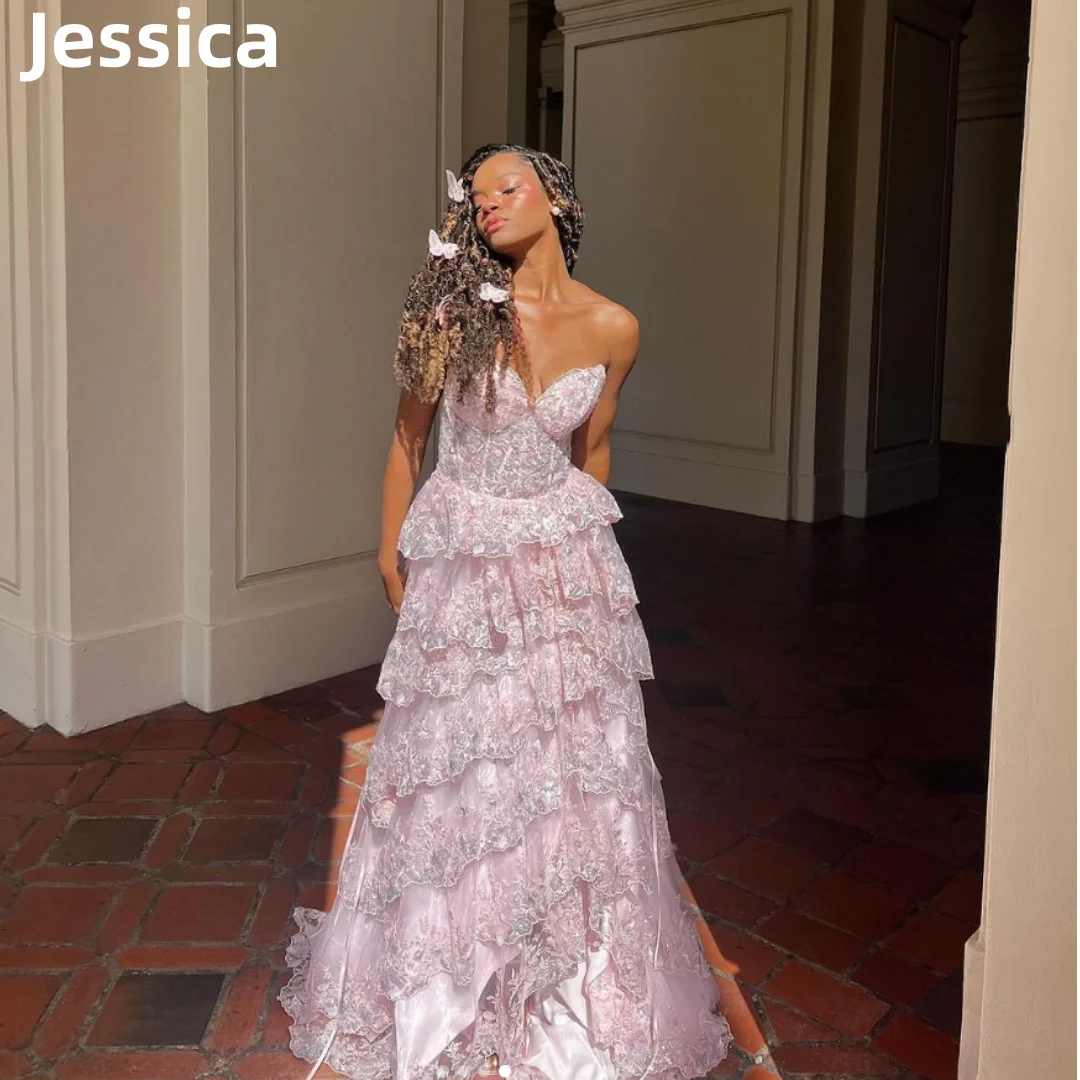 Jessica-vestido De tul con lentejuelas Para mujer, traje De Fiesta De graduación, color rosa, elegante, 2024