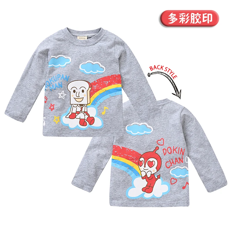 Spring Autumn Baby Boys Long Sleeve T-Shirts Cartoon Anpanman Print Kids Children Girls Cotton Clothes Toddler Tops Tees 1-7T