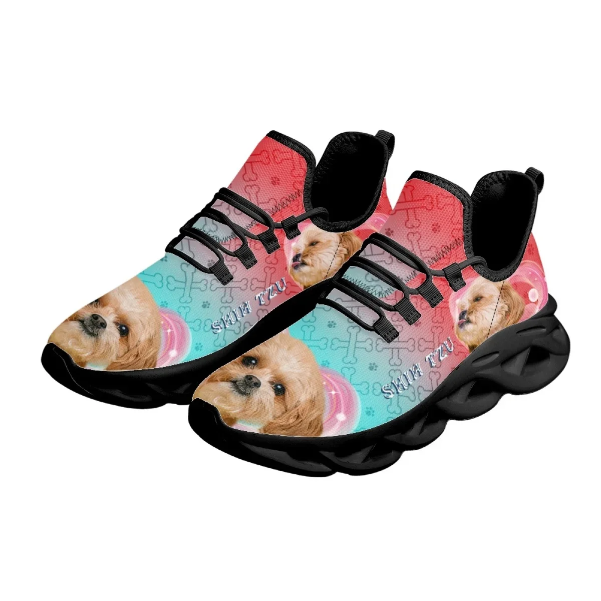 Fashion Sports Womens Shoes Lovely Dog Designer Comfortable Round Toe Gradient Blade Flat Sneakers Durable Custom лоферы женские