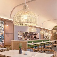 40cm Beige/Black Rattan Pendant Lights Boho E27 Rattan Woven Chandeliers Handmade Bamboo Ceiling Lamps for Living Room Bedroom