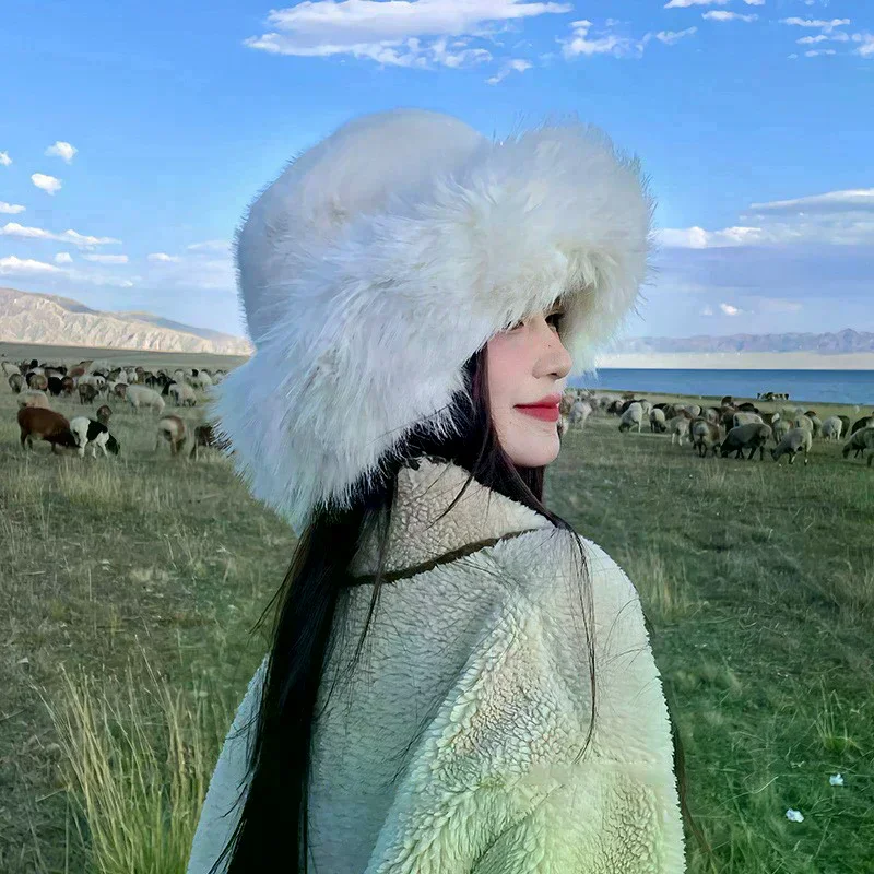 

Новая пушистая меховая панама для женщин, плюшевая рыбацкая шапка, теплая женская зимняя шапка, утепленная панама на холодный снежный день, рождественские подарки