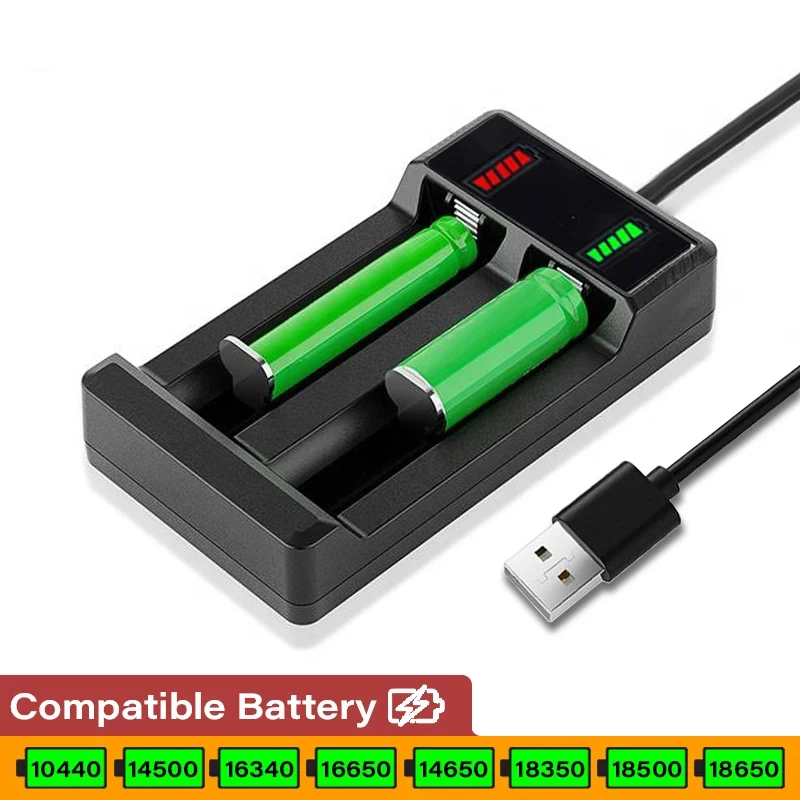 18650 Battery Charger 1/2/4 Slots USB Dual 18650 Charging 3.7V Rechargeable Lithium Battery For 16340 14500 18650 26650 Battery