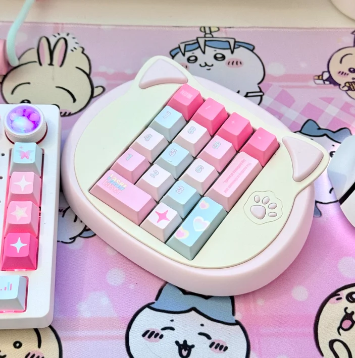 

Комплект клавиатуры с милой кошачьей головой, алюминиевый материал, индивидуальная цифровая клавиатура, комплект клавиатуры для офисной игровой клавиатуры, аксессуары, подарок